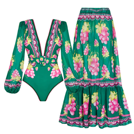 ✨ Ensemble FLORIA – maillot 1 pièce & jupe assortie