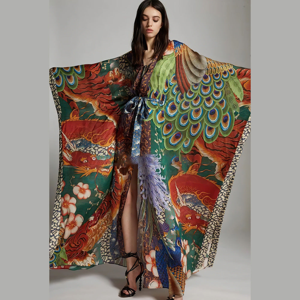 Kimono long imprimé – allure artistique & bohème