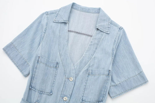 👗 Robe chemise en denim – Ceinturée & coupe élégante