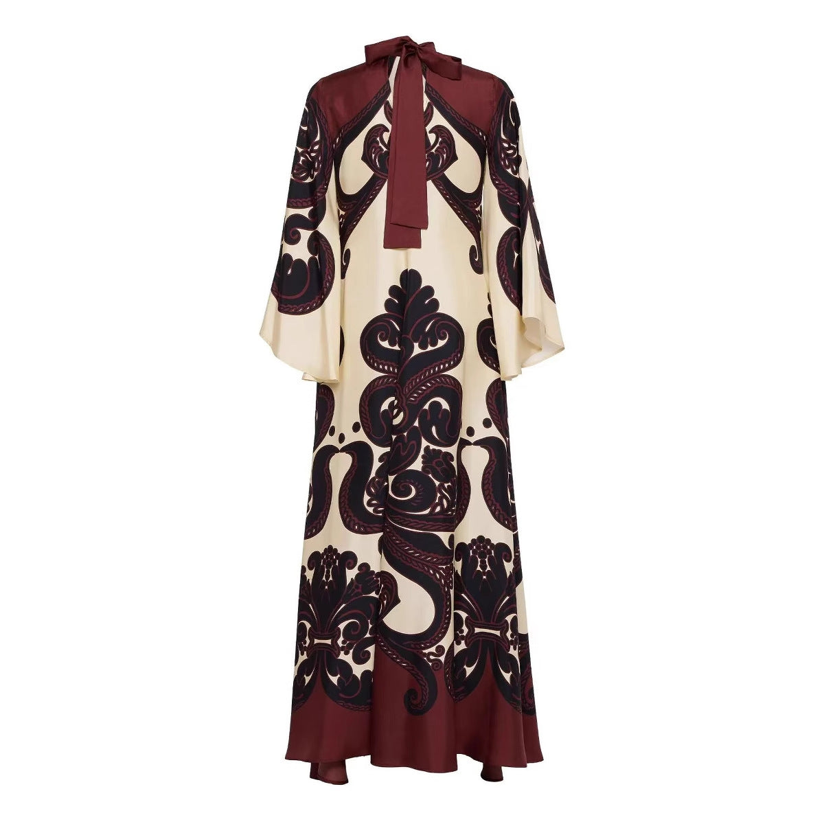 Robe longue fluide imprimée – style élégant et artistique