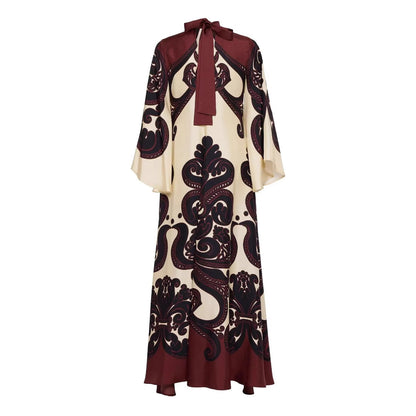 Robe longue fluide imprimée – style élégant et artistique