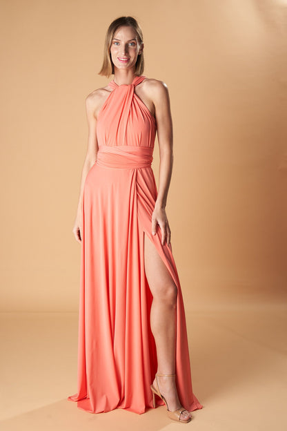 Robe longue multi-positions avec fente – élégance modulable