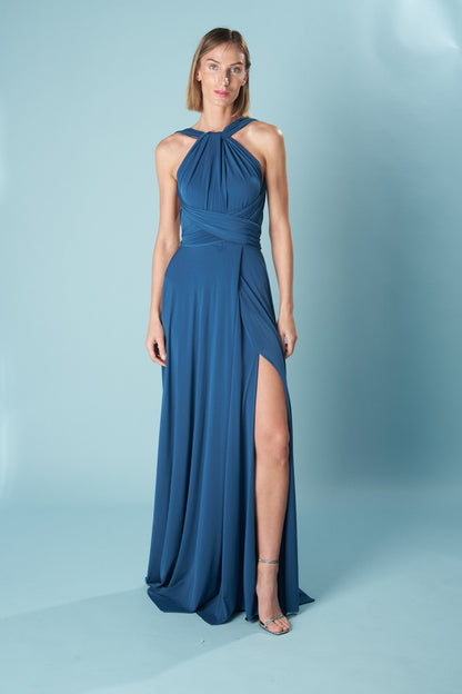 Robe longue multi-positions avec fente – élégance modulable