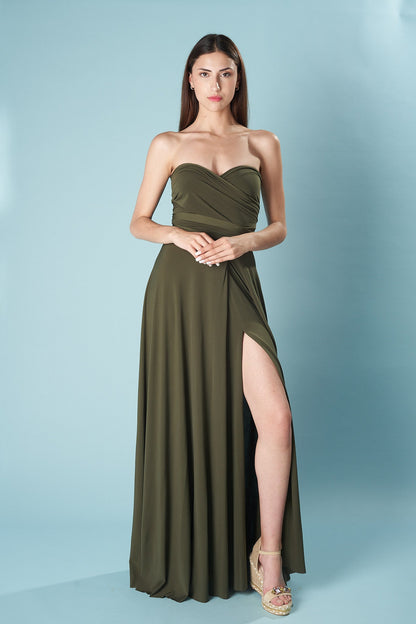 Robe longue multi-positions avec fente – élégance modulable