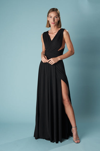 Robe longue multi-positions avec fente – élégance modulable