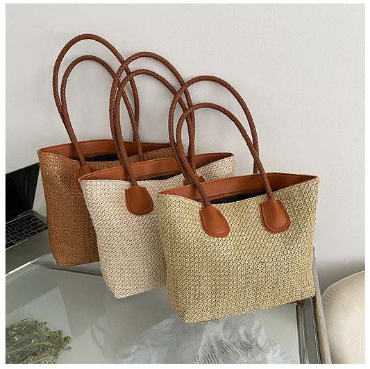 🧺 Sac cabas tressé – Grande capacité & style été
