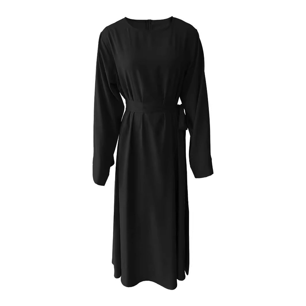 Plus Size Lace Up Muslim Women's Dress-2