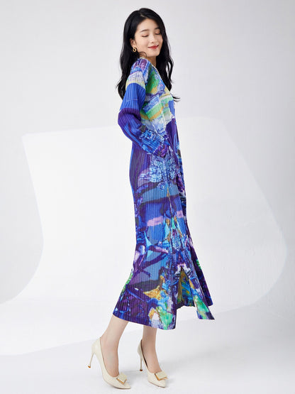🌸 Robe midi imprimée – Élégance fluide & style raffiné