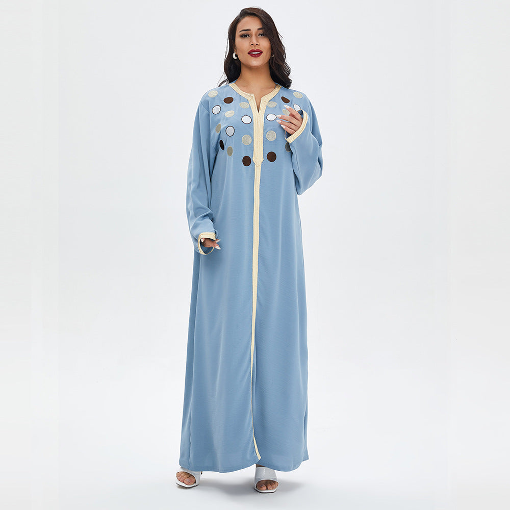 Djellaba femme confortable – robe d’intérieur brodée