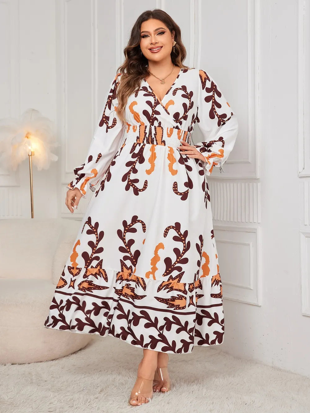 🌸 Robe grande taille à volants – Élégance & silhouette mise en valeur