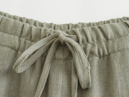 Ensemble femme en lin avec ceinture – style moderne et décontracté