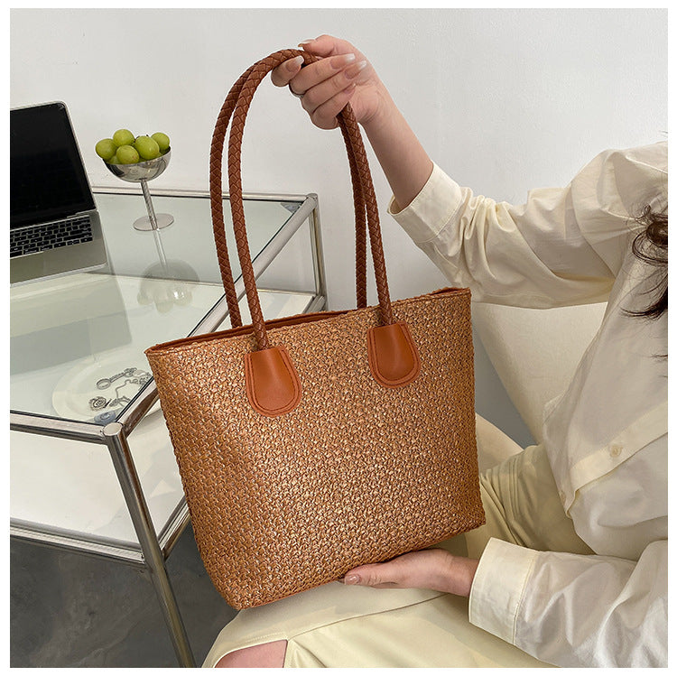 🧺 Sac cabas tressé – Grande capacité & style été