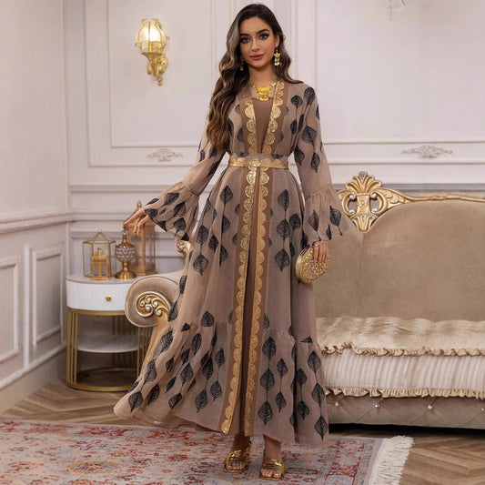 ✨ Robe longue brodée 2 pièces– élégance raffinée