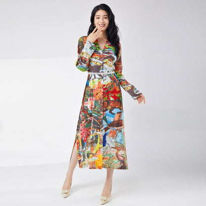 🌸 Robe midi imprimée – Élégance fluide & style raffiné