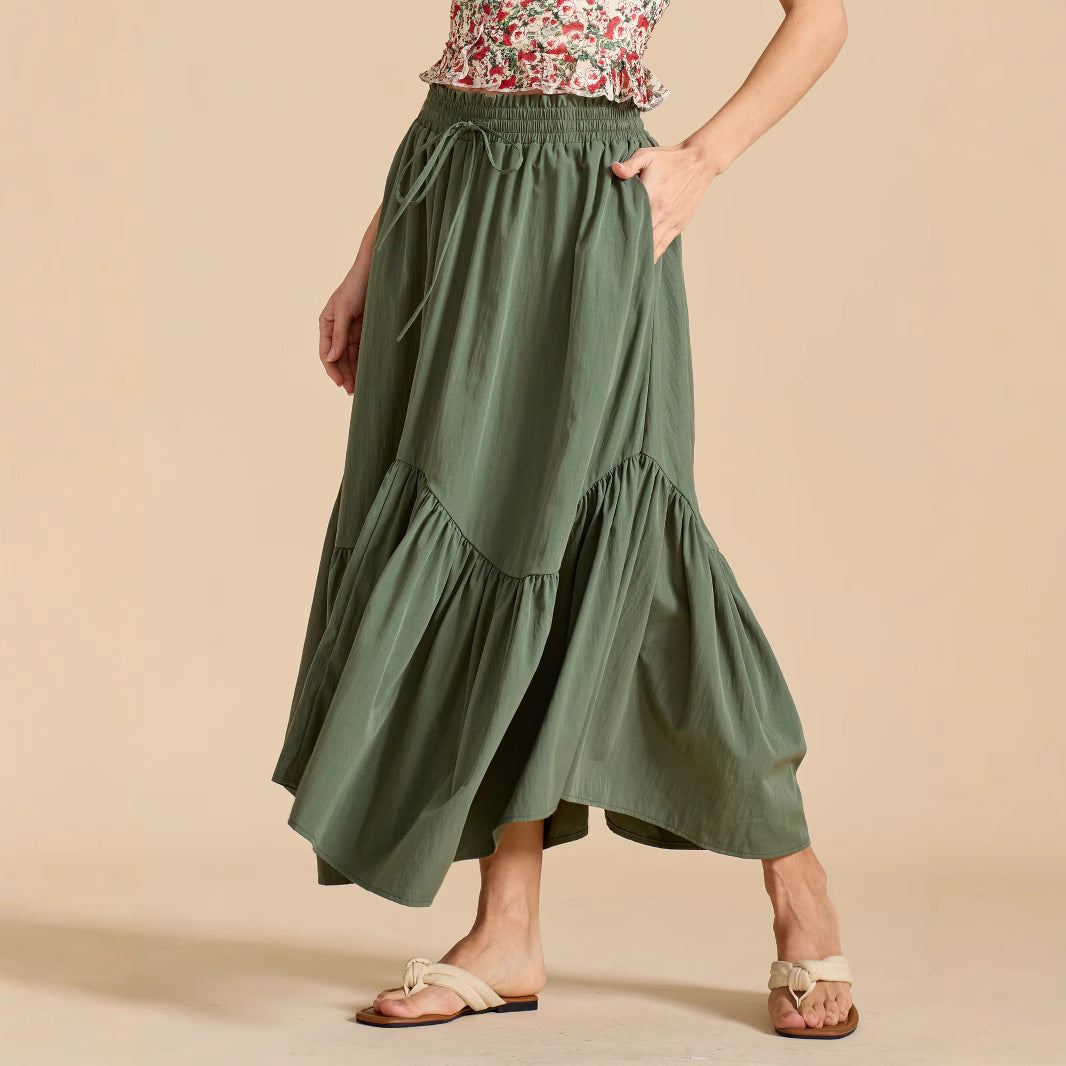 Jupe Bohème maxi taille haute avec élastique smocké
