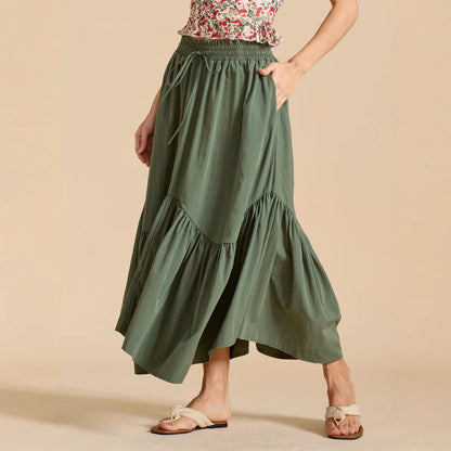 Jupe Bohème maxi taille haute avec élastique smocké