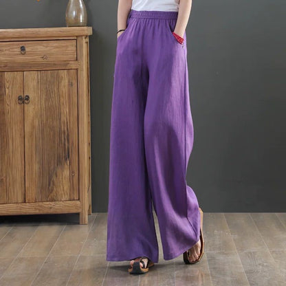 🌿 Pantalon large coton & lin – Taille haute & confort absolu