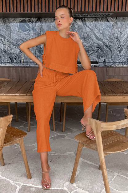 Ensemble coton & lin sans manches – élégance naturelle