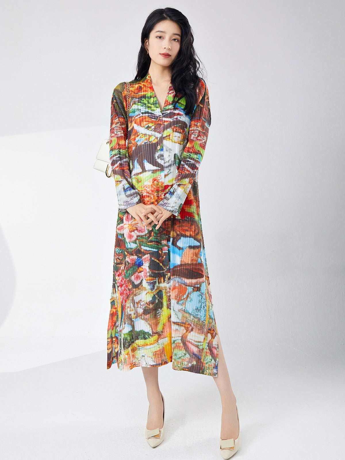🌸 Robe midi imprimée – Élégance fluide & style raffiné