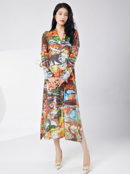 🌸 Robe midi imprimée – Élégance fluide & style raffiné