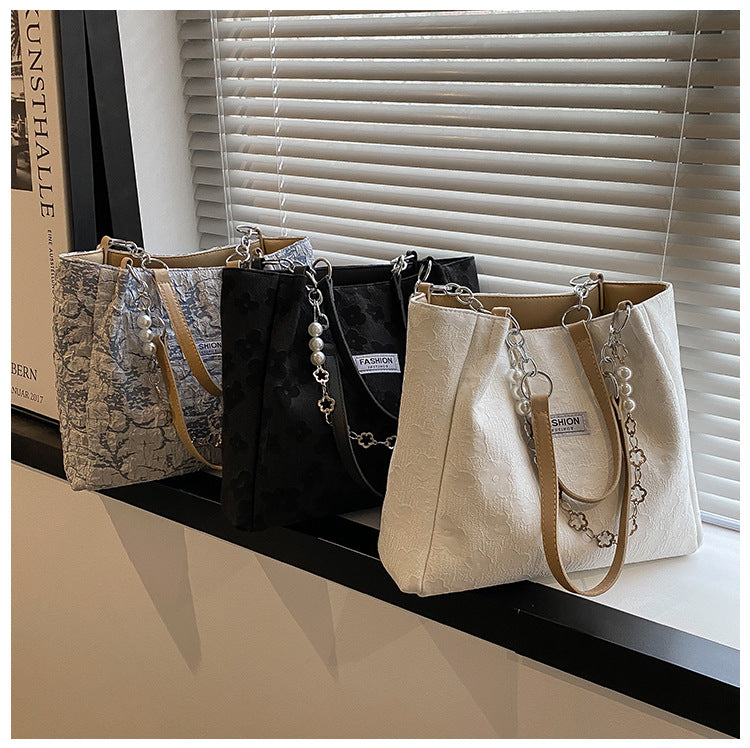 👜 Sac à main tote – Grande capacité & chaîne perles