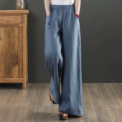 🌿 Pantalon large coton & lin – Taille haute & confort absolu