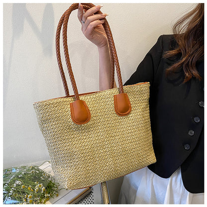 🧺 Sac cabas tressé – Grande capacité & style été