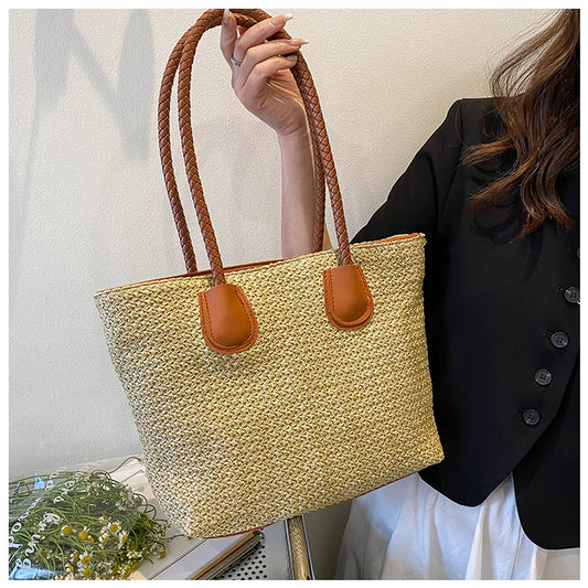 🧺 Sac cabas tressé – Grande capacité & style été