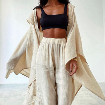 Ensemble 2 pièces coton & lin avec cardigan – style effortless