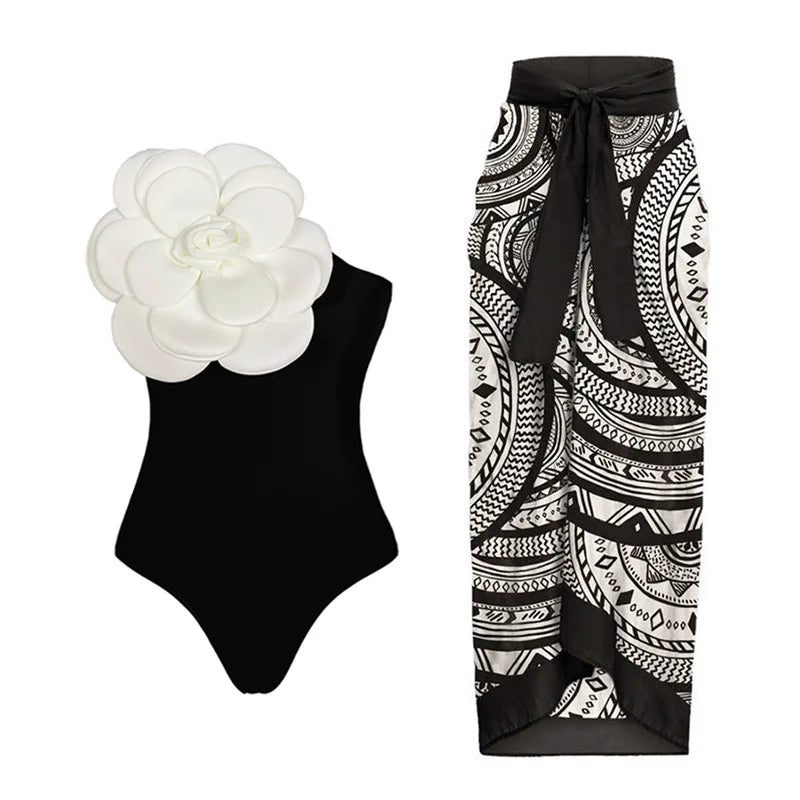 ✨ Ensemble ROSALIA – maillot 1 pièce & jupe à nœud rétro Up Single Piece Item Sexy One-piece Swimsuit Girl Vacation Beach Wear New2024