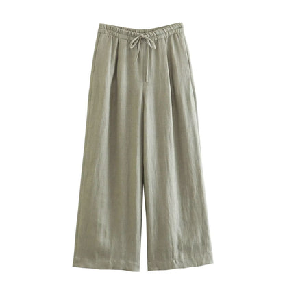 Ensemble femme en lin avec ceinture – style moderne et décontracté