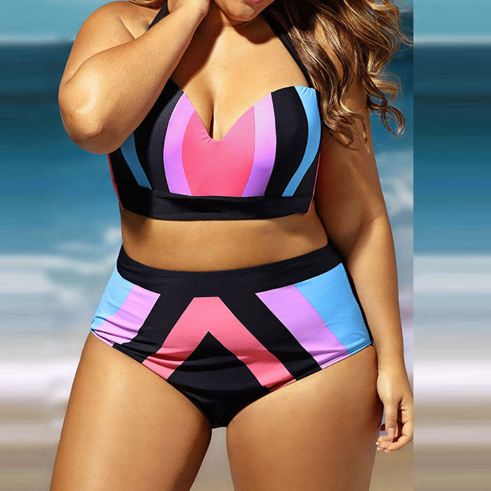 🌈 Bikini grande taille push-up – Taille haute & effet sculptant