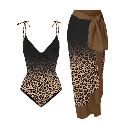🐆 Maillot de bain 1 pièce – Imprimé léopard dégradé & coupe audacieuse