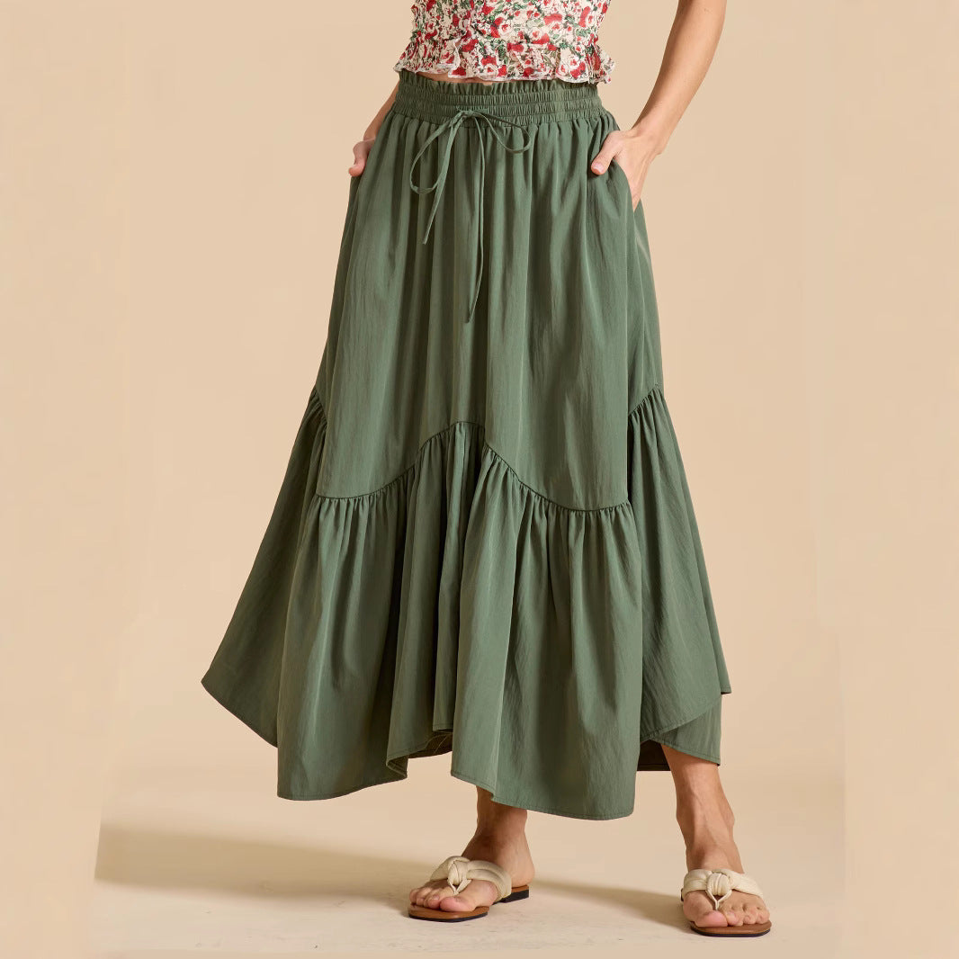 Jupe Bohème maxi taille haute avec élastique smocké