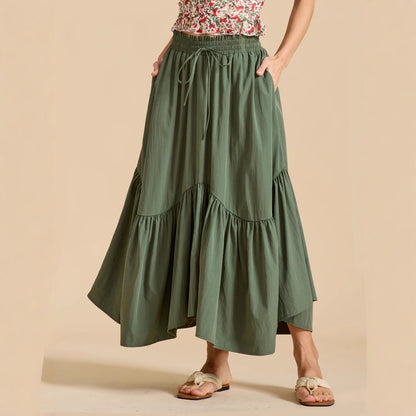 Jupe Bohème maxi taille haute avec élastique smocké