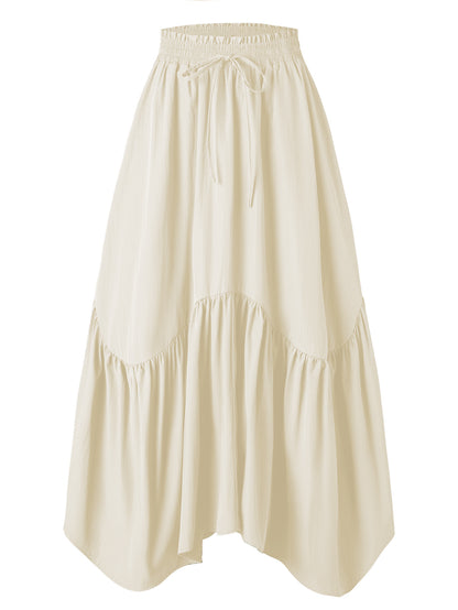 Jupe Bohème maxi taille haute avec élastique smocké