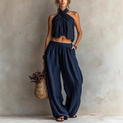 Ensemble deux pièces femme – top sans manches ample et pantalon large