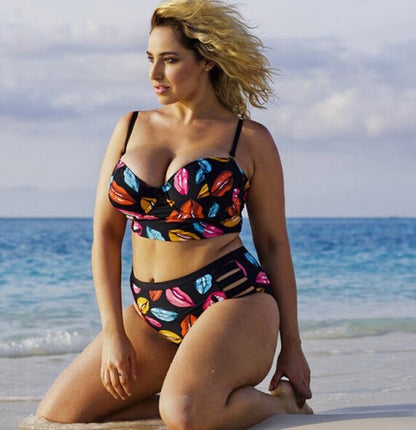 👙 Bikini grande taille push-up – Taille haute & effet ventre plat