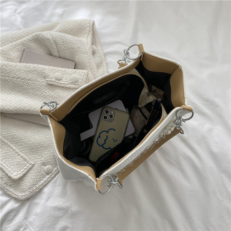 👜 Sac à main tote – Grande capacité & chaîne perles