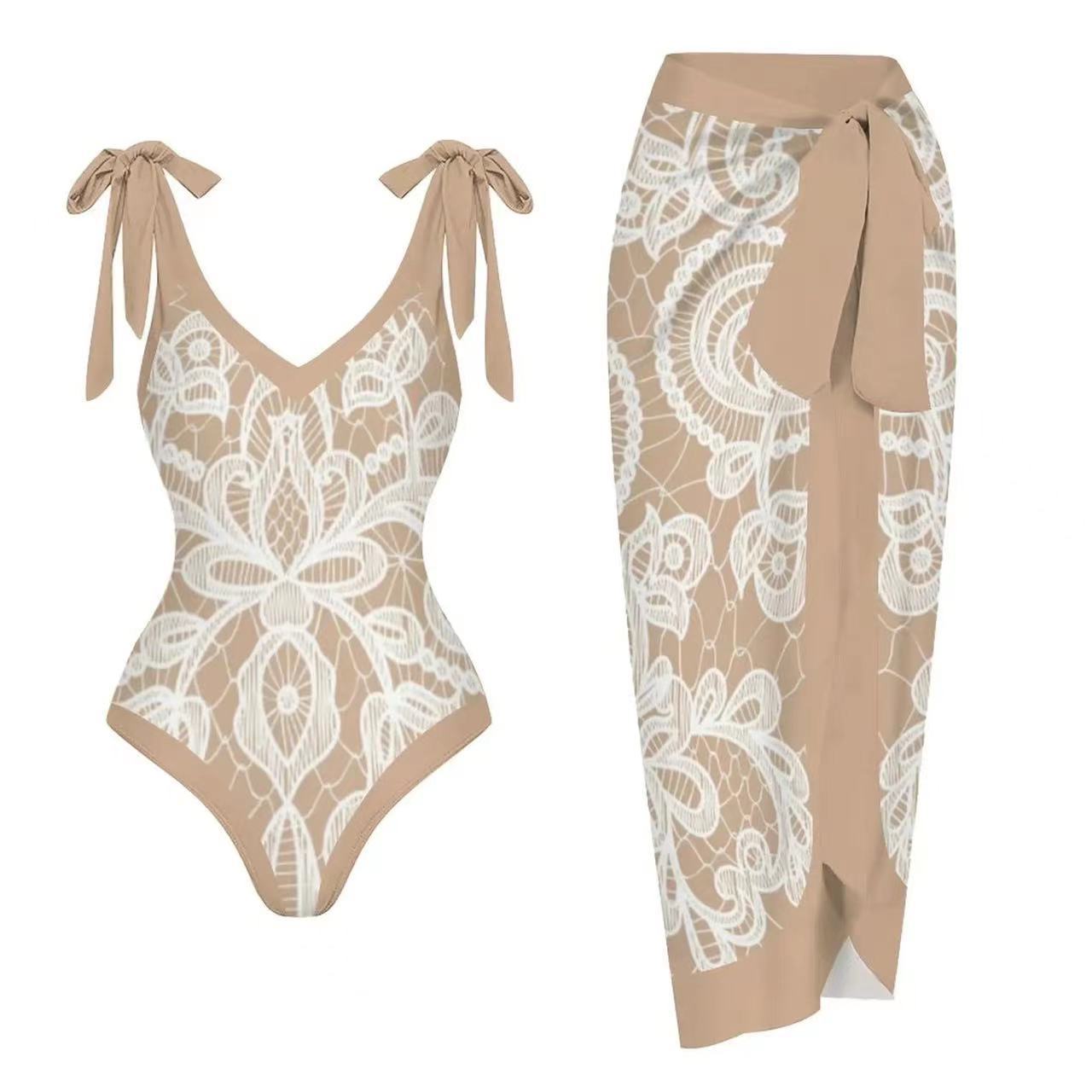 Maillot de bain jupe en gaze – Ensemble 2 pièces