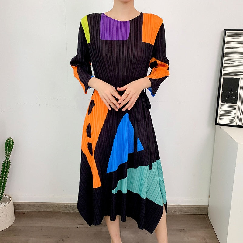 🌿 Robe plissée fluide – Élégance moderne & confort absolu