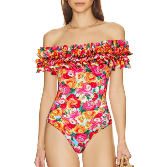 🌴 Maillot de bain 1 pièce rétro avec jupe – Effet ventre plat & silhouette affinée