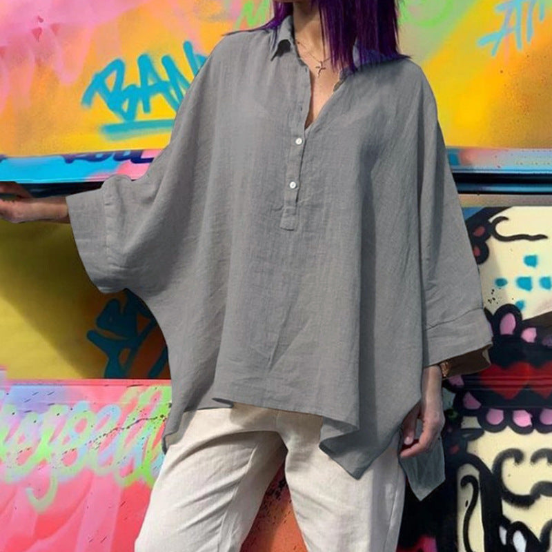 Chemise cardigan oversize en coton et lin – style rétro artistique