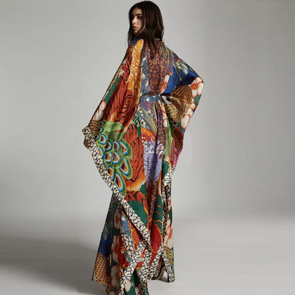 Kimono long imprimé – allure artistique & bohème