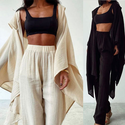 Ensemble 2 pièces coton & lin avec cardigan – style effortless