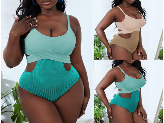 🖤 Maillot de bain 1 pièce grande taille – Effet sculptant & dos nu