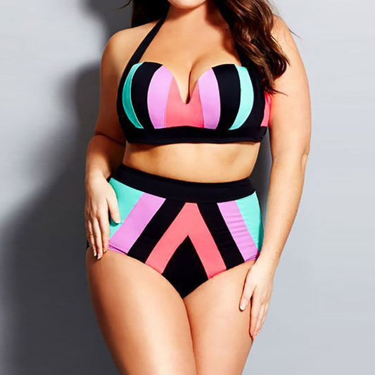 🌈 Bikini grande taille push-up – Taille haute & effet sculptant