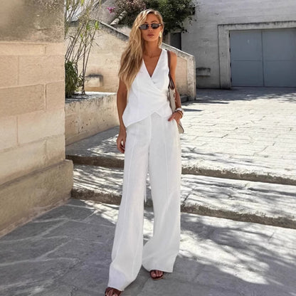 🤍 Ensemble 2 pièces coton & lin – Élégance minimaliste & confort