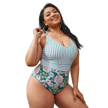 👙 Maillot 1 pièce effet Bikini  – Rayures sculptantes & maintien confort
