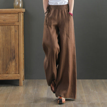 🌿 Pantalon large coton & lin – Taille haute & confort absolu